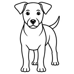 Cute cartoon puppy standing, isolated on white background