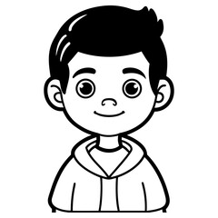 Cartoon boy wearing a hoodie, isolated on white background