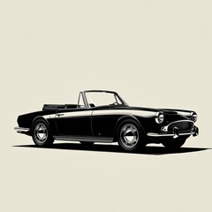 Classic black convertible car illustration