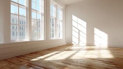 Sunlight streams into an empty room