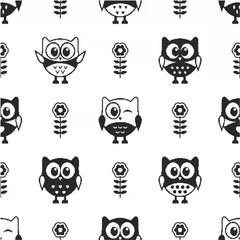 Black and White Owl Pattern V...