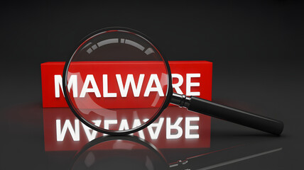 Cybersecurity threat discovery magnifying glass scans for malware risks