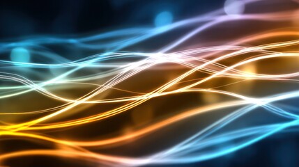 Digital Flow of Energies: This striking visual embodies energy flow with lines of light elegantly sweeping across the scene, depicting concepts like connectivity and data streams.