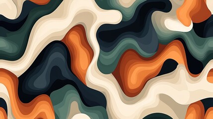 Abstract Wave - like Pattern with Earthy Tones for Graphic Design and Textile Applications 