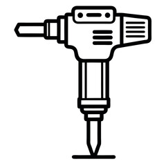 Vector art of jackhammer tool for construction and demolition, isolated on white background