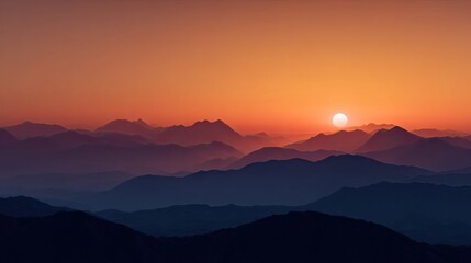 Obraz premium Sunrise over mountain ranges. Vast landscape