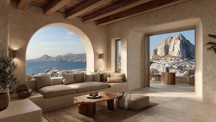 Stunning Mediterranean living room with panoramic views