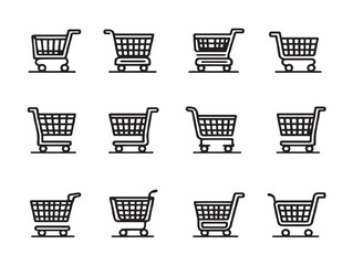 Elegant Shopping Cart Icons in Crisp Clean Minimal Vector Design