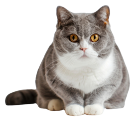 PNG Adorable gray cat posing gracefully.