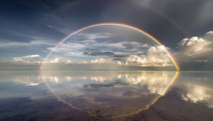 Rainbow over calm water (1)