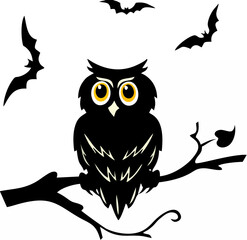 Halloween Owl Branch Vector.eps