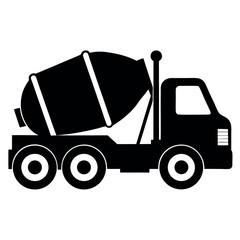 Vector art of silhouette of a cement mixer truck isolated on white background