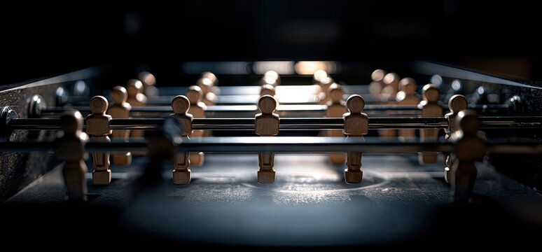 Close-up tabletop foosball game