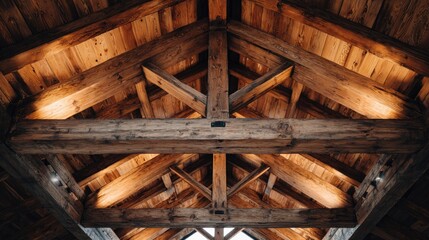 Rustic wooden roof beams