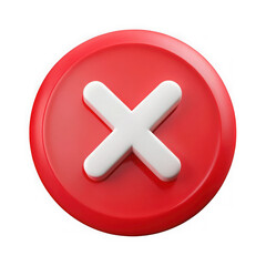 Obraz premium Red circle cross mark icon isolated on transparent background