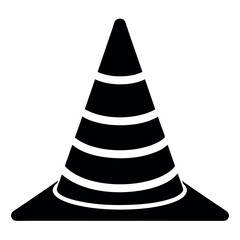 Vector art of black traffic cone with white stripes isolated on white background