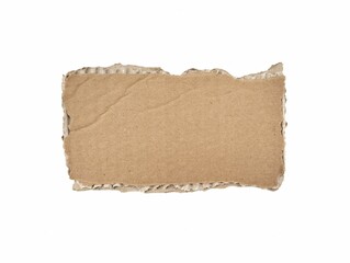 Torn or ripped brown cardboard piece isolated on white background