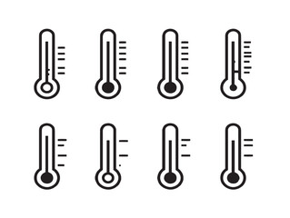 Thermometer icon set in clean minimal vector illustration
