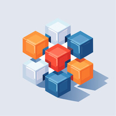 Obraz premium A flat vector where cubes connect in impossible, perspective-bending ways.