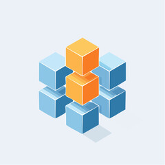 A flat vector where cubes connect in impossible, perspective-bending ways.