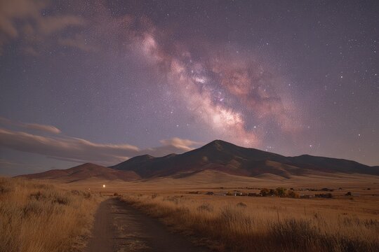 Milky Way over a mountain range at night