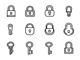 Elegant padlock unlock icons with minimal line vector design