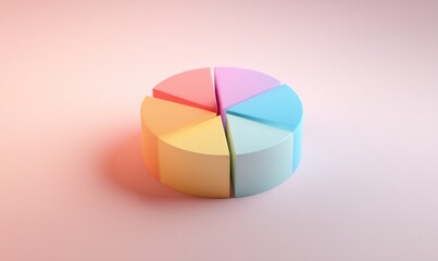 Obraz premium Vibrant pastel pie chart showing business data and financial analytics