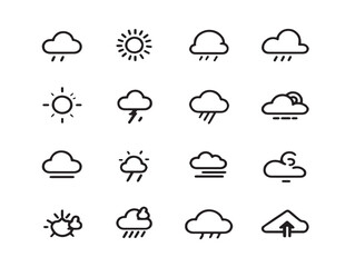 Obraz premium Minimal weather icon set in clean outlined vector design