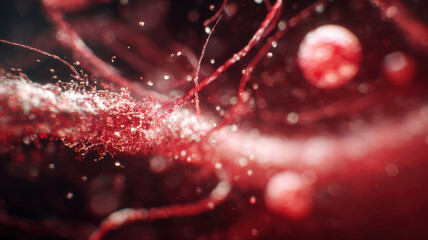 Close-up of nanobot moving through bloodstream, micro-detail 