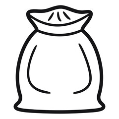 Vector art of simple line drawing of a closed sack isolated on white background