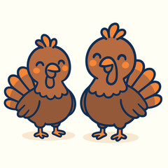 Cute Thanksgiving Turkey, Happy Poultry Vector Illustration
