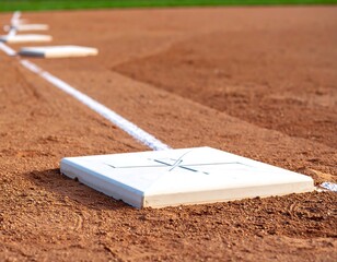 Baseball field infield showing bases and foul line