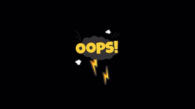Oops! Animated Comic Book Style Error Message with Lightning Bolts