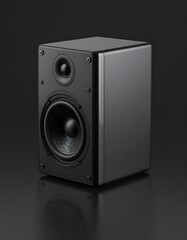 Obraz premium High-quality black modern studio monitor speaker with sleek design and advanced o technology for professional sound reproduction and music production
