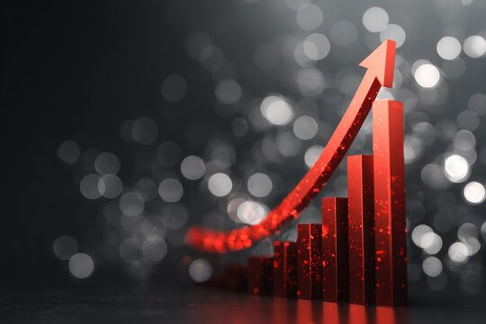 Red graph chart upward trend