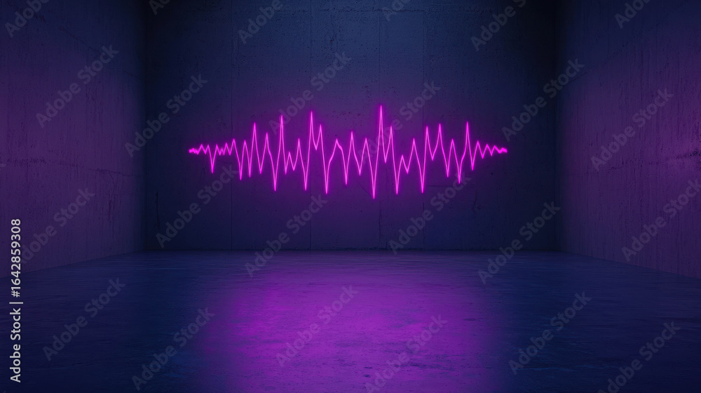 Canvas Prints neon sound wave design in dark room with vibrant purple light creating a modern atmosphere suitable 