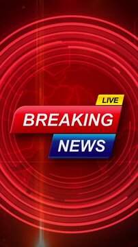 Vertical video Breaking News logo animationBreaking News logo animation template with futuristic technology abstract technology background. For TV broadcast and social media platform template with abs