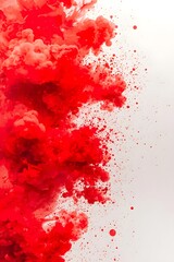 Vibrant red ink cloud and paint splash dispersing in water on a white background, creating a striking abstract effect ideal for artistic, creative, and modern design projects

