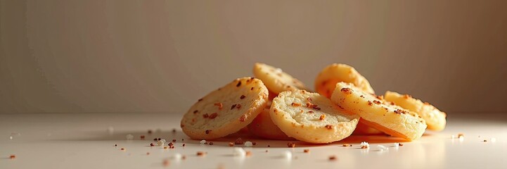 Small, round, light-colored baked treats on a light surface.