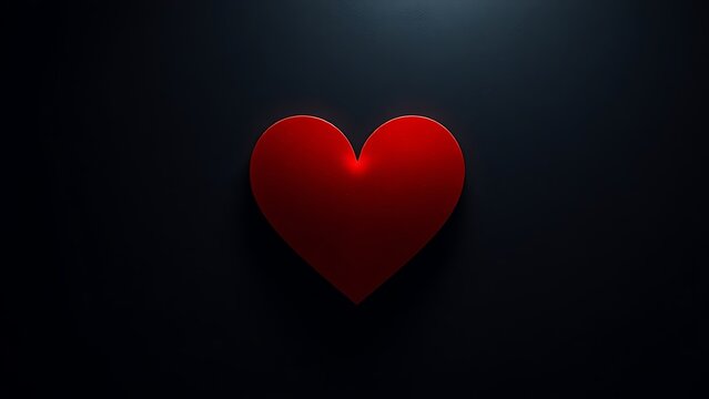 Abstract red heart symbol on textured dark background, evoking deep emotions with dramatic lighting.