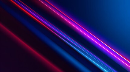 Fototapeta premium Diagonal glowing lines of vibrant neon colors against a dark background.