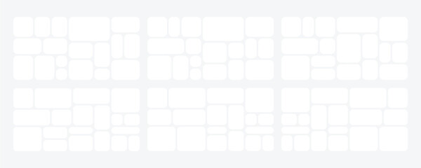 Set of vector collage for photos. Picture frame. Vector blank in bento grid system