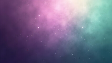 Abstract Cosmic Nebula Background Plum Purple Mint Green Gradient Soft Glow Stars Dust Particles Celestial Space Fantasy Dreamy Atmosphere
