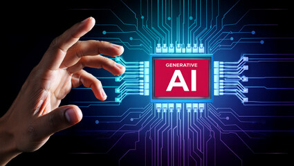 hand pushing button on touch screen interface