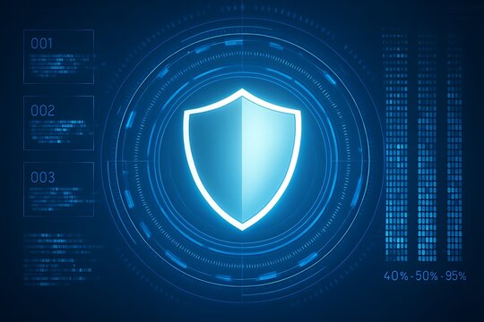 Digital shield security concept with futuristic data and analytics - Powered by Adobe