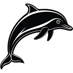 Fototapeta premium Stylized black and white illustration of a leaping dolphin