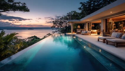 Fototapeta premium Luxurious infinity pool overlooking a serene vista