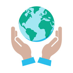 Hands holding Earth globe illustration for environment