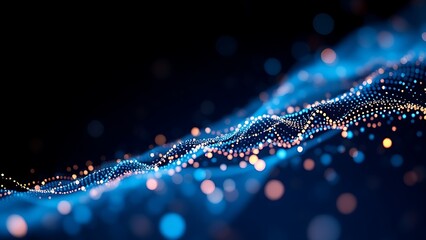 Abstract glowing particles forming data visualization, representing modern technological concepts.