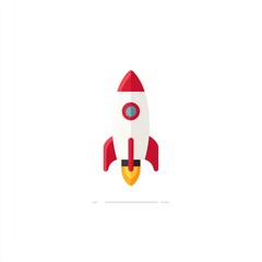 Flat design rocket icon, launching